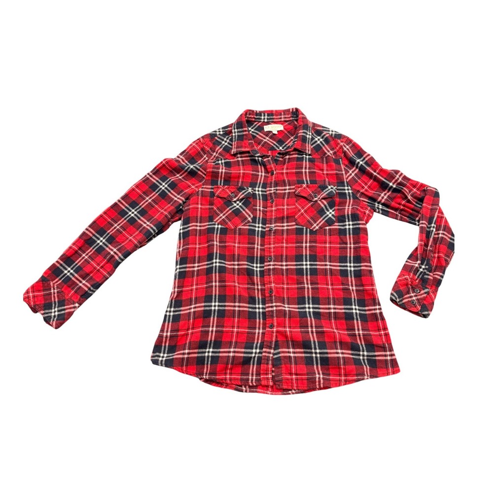 Ci Sono Plaid Flannel Shirt Womens Large Red Black Long Sleeve Button Up Top